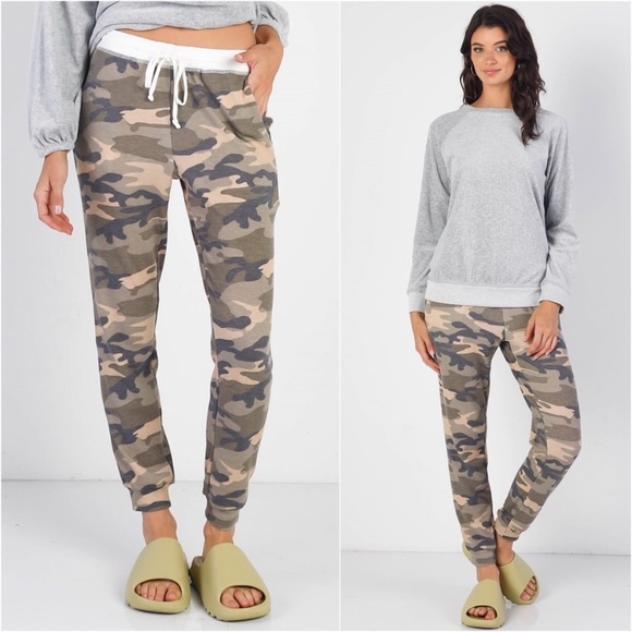 ❣️SOLD OUT❣️NEW ULTRA COMFY WAFFLED CAMOUFLAGE LOUNGE JOGGER CASUAL COMFY PANTS - Picture 2 of 2